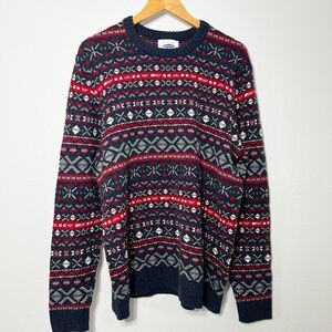 Old Navy Sweater Mens XL Multi Fair Isle Stripe Pullover Crewneck Wool Blend